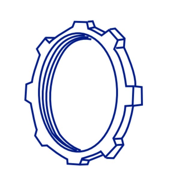 Technical line drawing of a gear or mechanical ring.