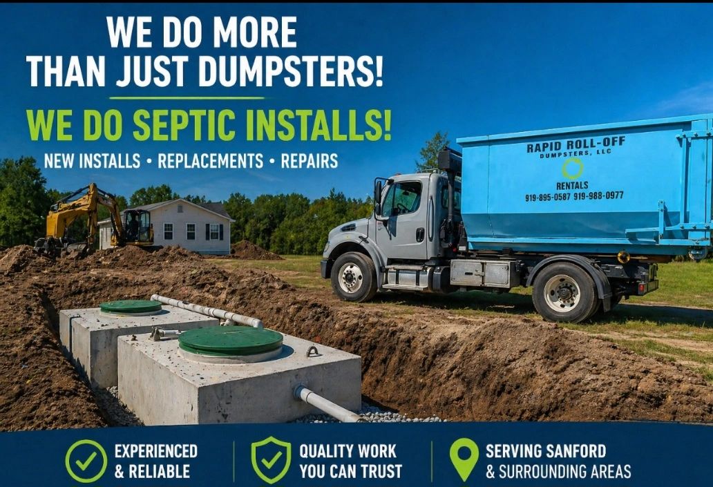 Septic system installation with reliable dumpster rental services in Sanford.