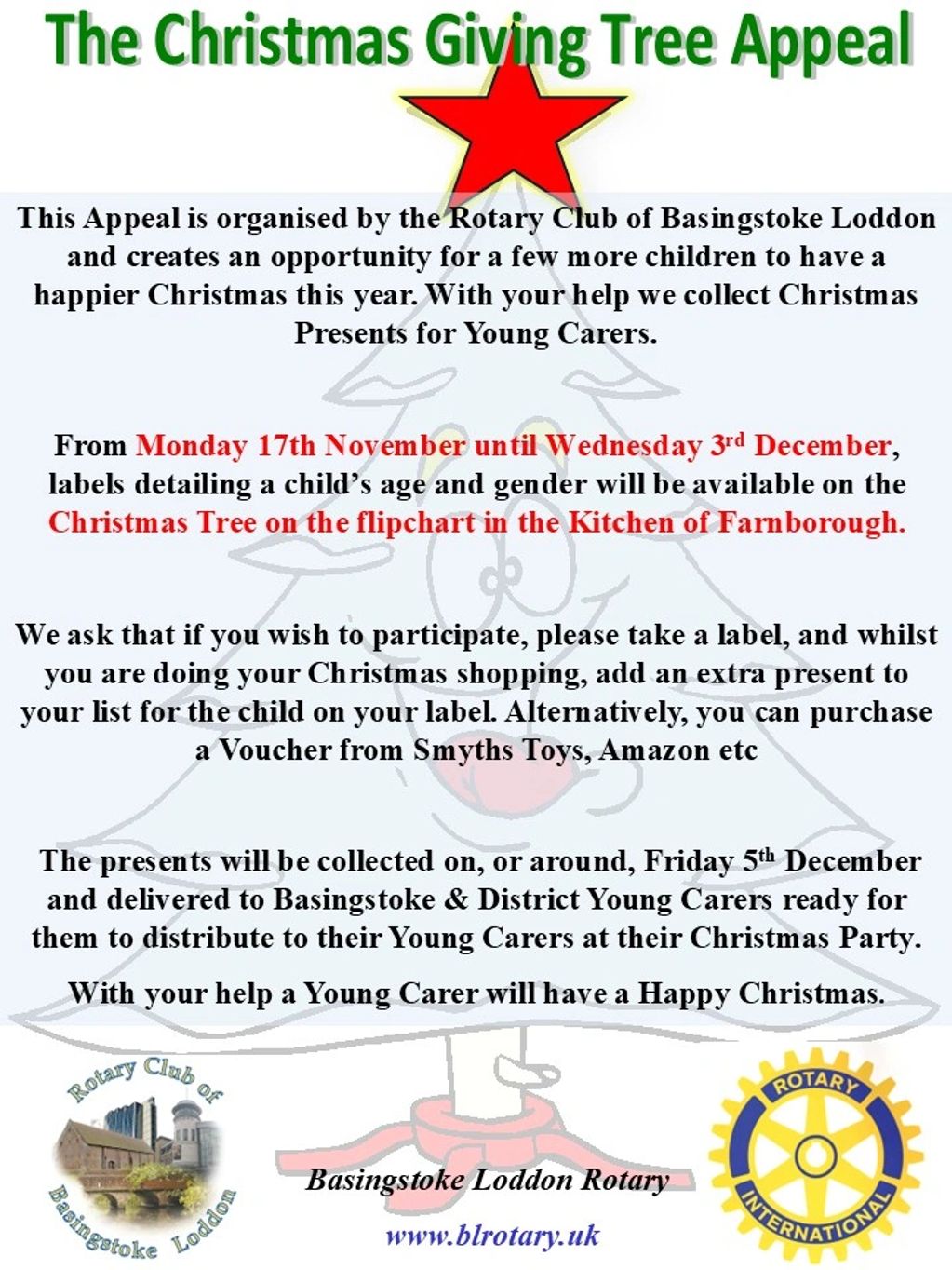 Young carers appeal 2025, run by Basingstoke Loddon Rotary club