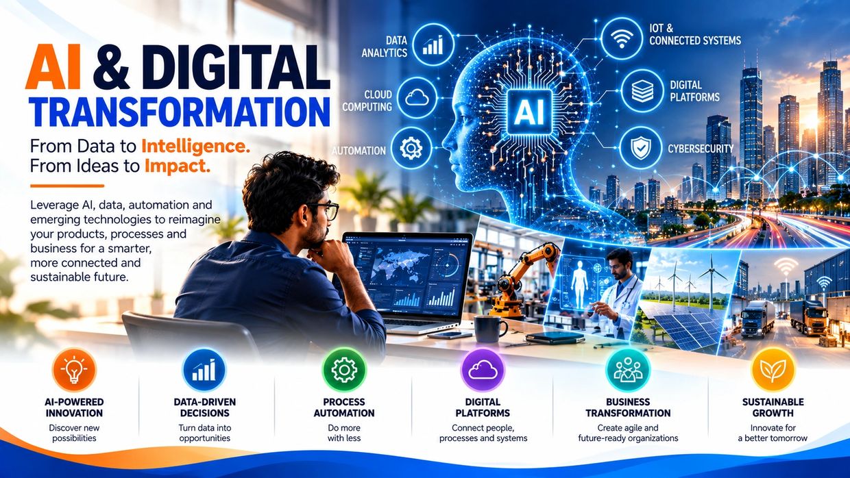 AI and digital transformation driving smarter, connected business futures.