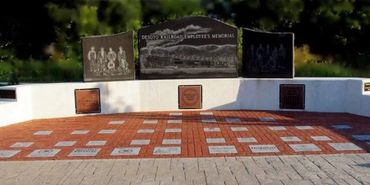 DeSoto Railroad Employees Memorial with engraved bricks and plaques.