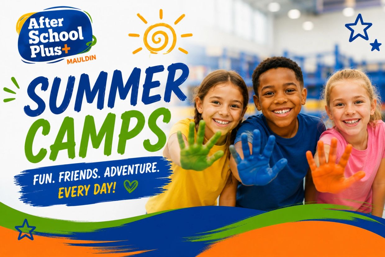 Kids enjoying colorful painted hands at summer camp.