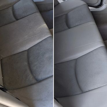 Before and after of Mercedes Benz leather seats cleaned.
