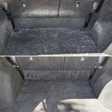 Before and after of pet hair removal interior detail