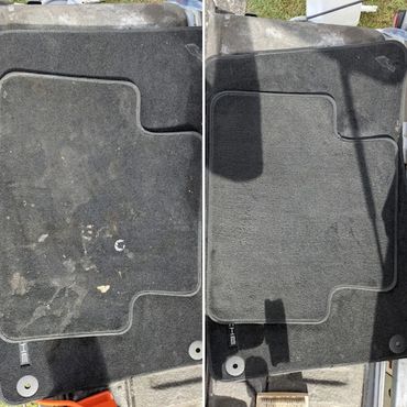 Before and after of carpet shampoo