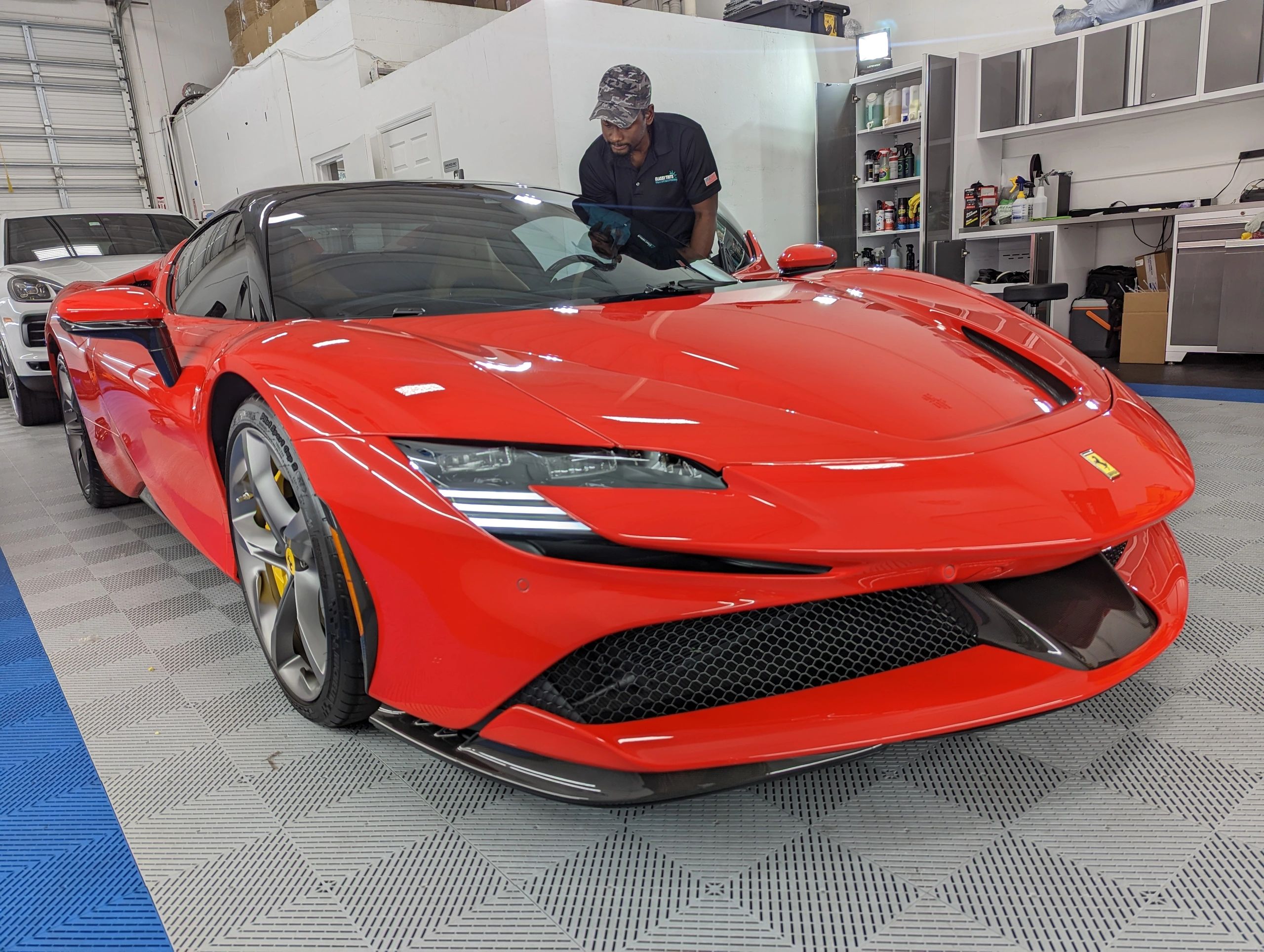 Ferrari SF90 with Autobahn I3 Ceramic tint, 50% windshield, and 35% sides.