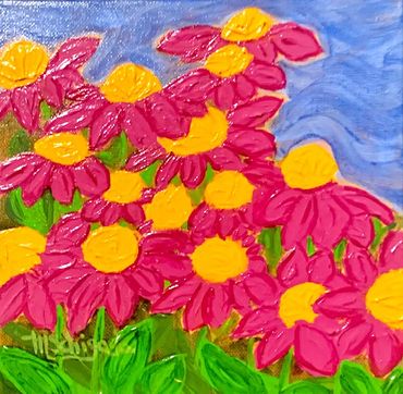 Coneflowers acrylic painting