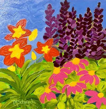 Mary's Summer Garden acrylic painting