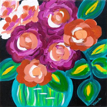 Purple Peonies with Black Background
Acrylic Painting
