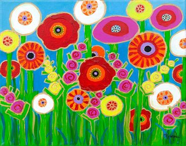 Whimsical Summer Garden 
Acrylic painting