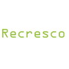 Minimalist logo with the word 'Recresco' in green pixelated font on black.