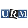 Logo with letters URM in blue and black blocks.