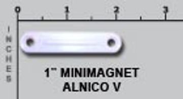 Deck magnet showing size of 1 inch. Alnico V 1" Minimagnet (with stainless steel screws).