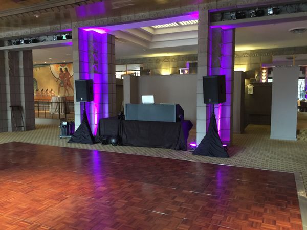 Accent uplighting near DJ .