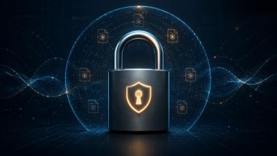 A glowing padlock representing digital security.