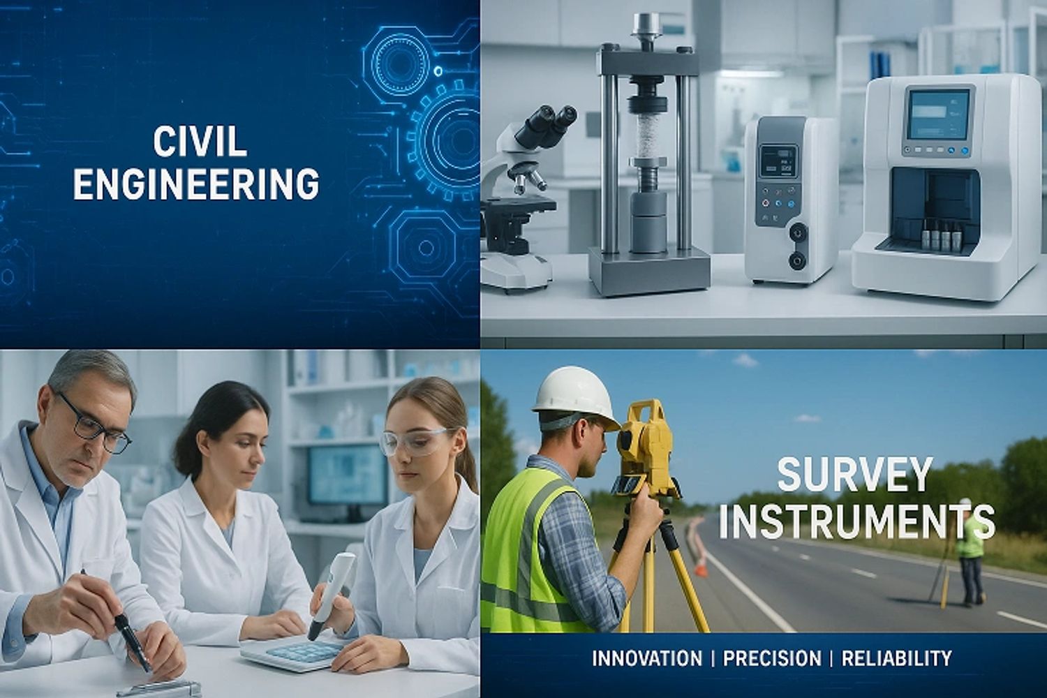 Civil engineering and survey instruments in a professional setting.