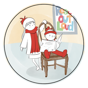 Two children dressed in winter clothes reading a book together indoors.