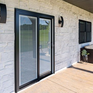 Stylish, modern patio doors. Fiberglass, steel hinged, and vinyl sliding glass door options.