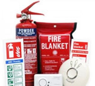 Fire blanket and equipment box.