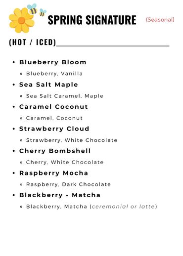 Spring Signature - Coffee Menu