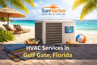 Beachside air conditioning unit representing HVAC services in Gulf Gate Florida.