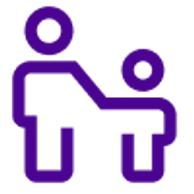 One tall person and a smaller person, child