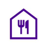 fork and knife icon in a house