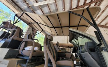 Roll cage top on recreational vehicle.