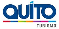 Logo of Quito Turismo with colorful underline and bold blue text.