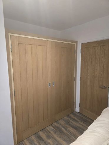 Double doors and cupboard space designed for extra storage