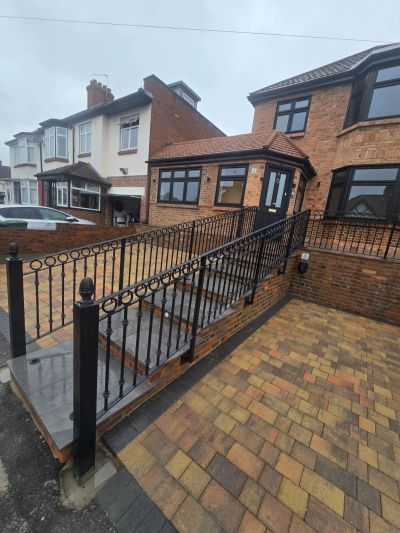 Highly decorated staircase and patio railings, built to meet building regulations. Installed on a re