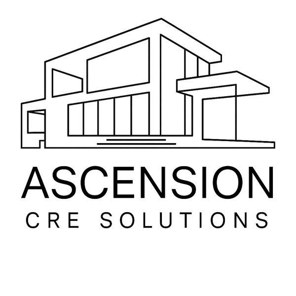 Modern architectural logo with text 'Ascension CRE Solutions'.