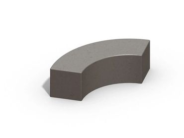 A curved gray 3D concrete bench block on a white background.