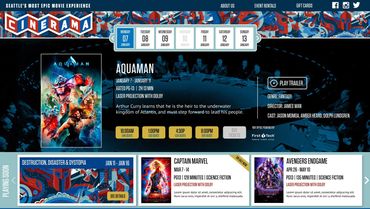 Cinerama Website - Movie poster and time. Showing art for upcoming film festival and upcoming movies