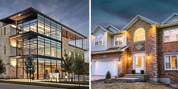 An example of both commercial and residential type buildings by The Upper Glass window cleaning.