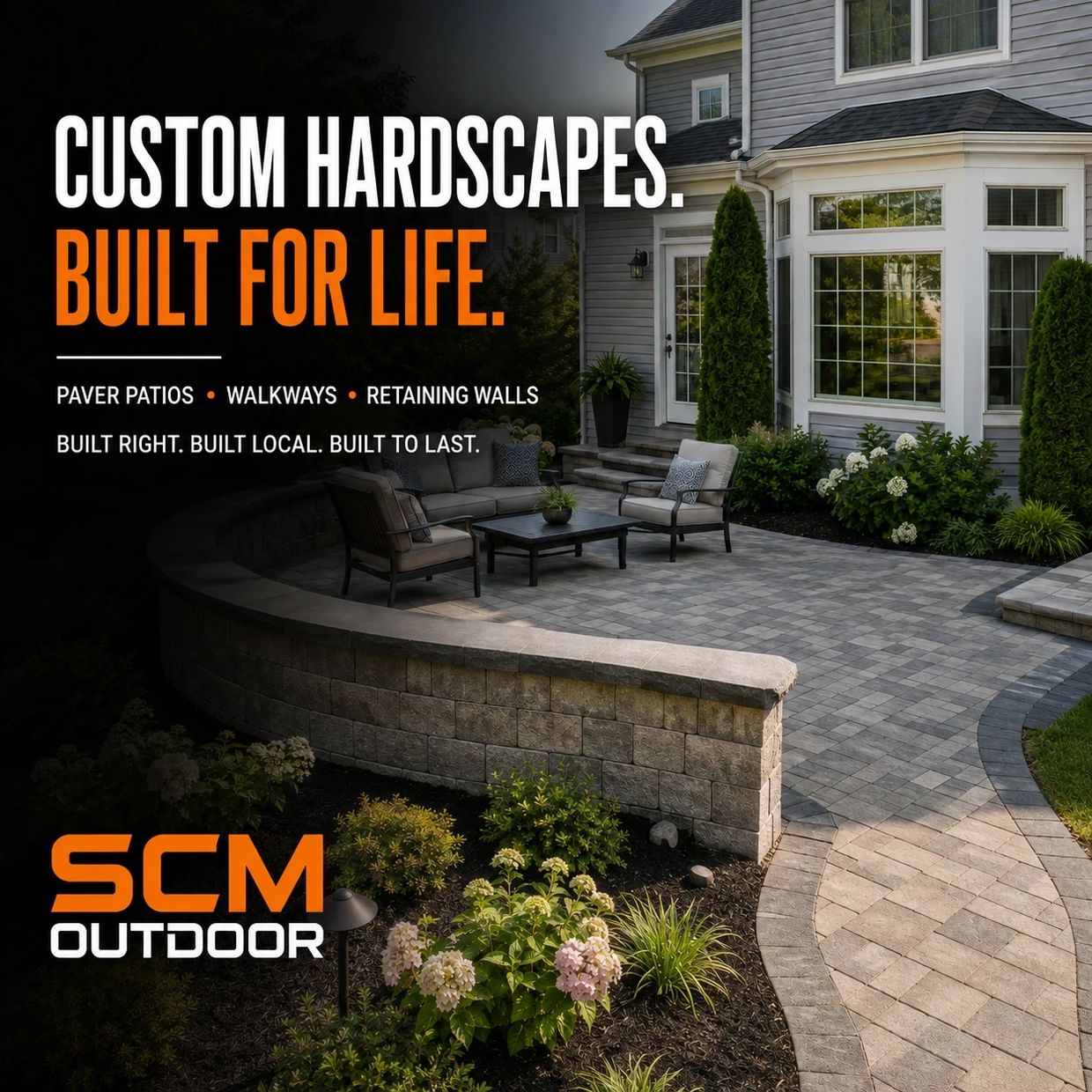 Mechanicsburg hardscaping promotion with a custom paver patio and retaining wall.