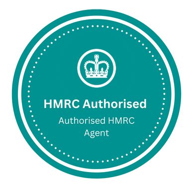 HMRC authorised agent badge with crown symbol.