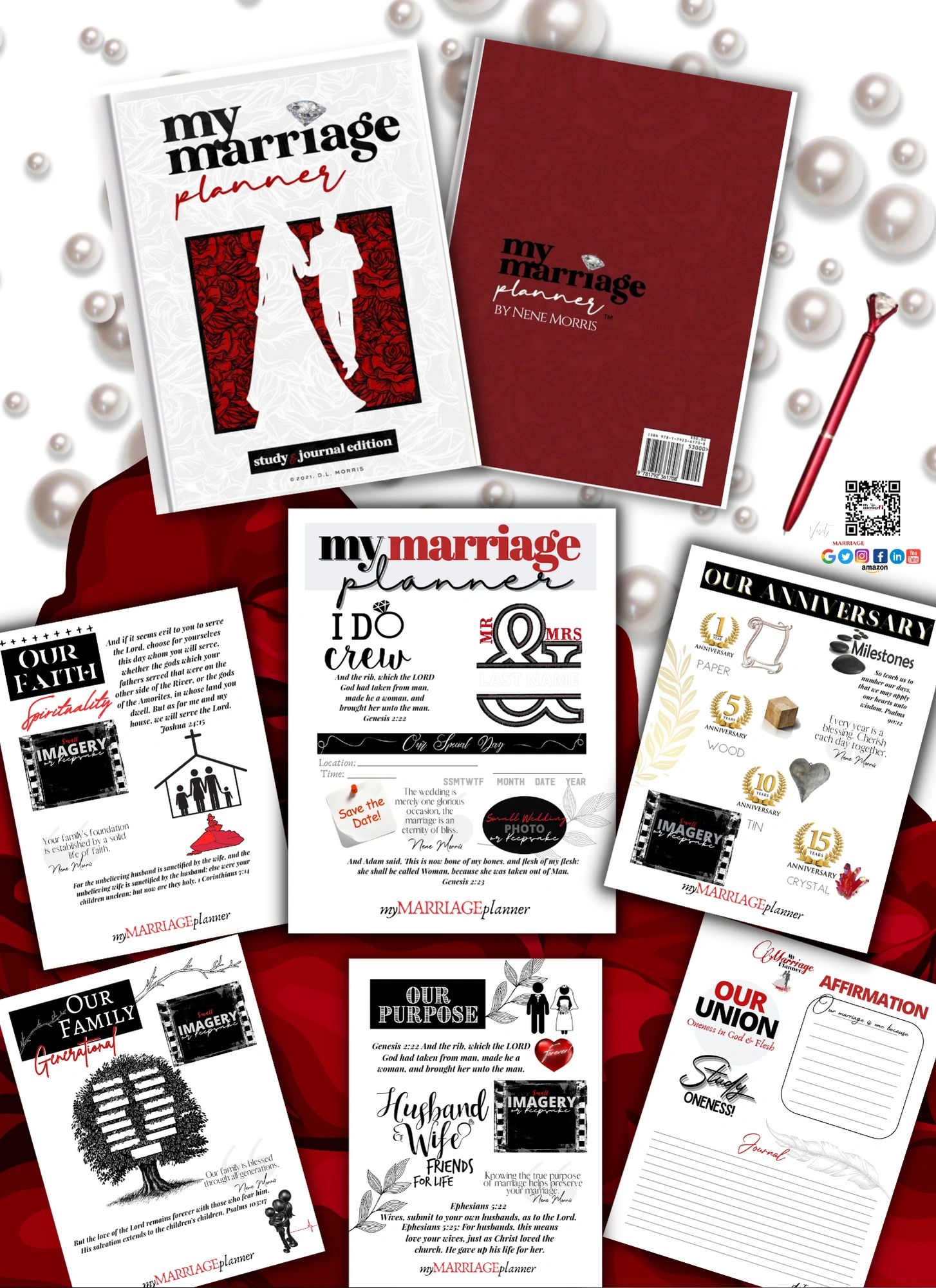 The pages inside the planner, journal book