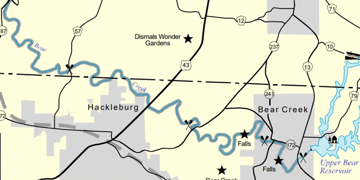 Bear Creek Watershed Area
Recreational Resources
provided by Alabama Maps UA