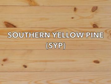 Wooden surface labeled as Southern Yellow Pine (SYP).