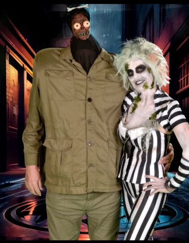 Lydia as Beetlejuice and Richard as Shrunken head guy. We won category was famous movie
