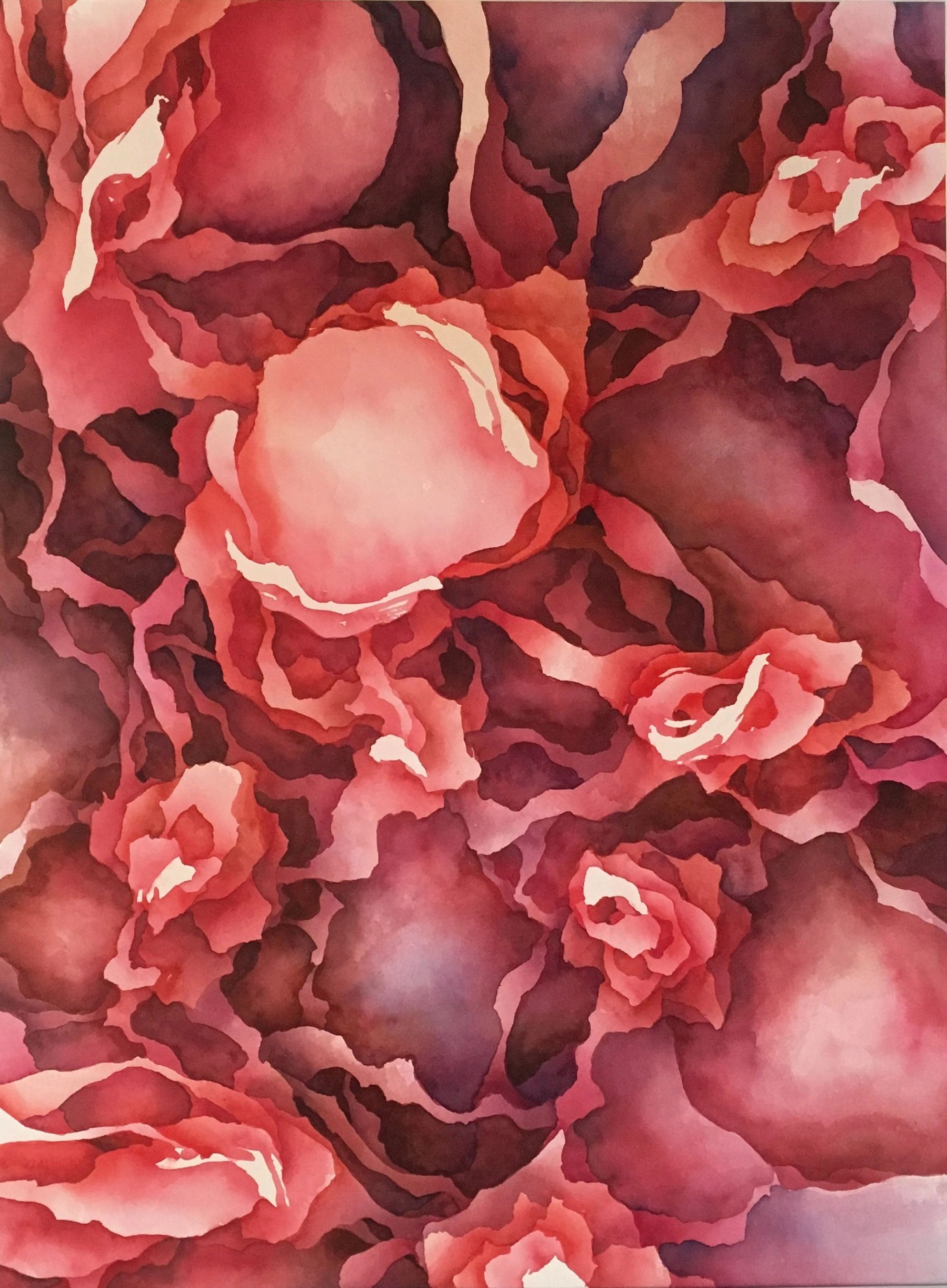 fine art, watercolor painting, artwork, abstract art, home decor, art collector, red painting