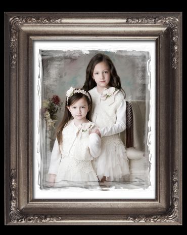 fine art painted portrait of 2 girls