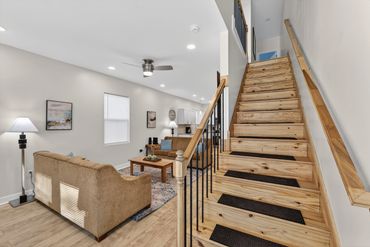 Interior picture taken by HP Media of the stairway of an Air B&B rental property in Indianapolis.