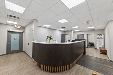 Commercial Real Estate photo taken by Heartland Perspectives Media of the front desk of a business i