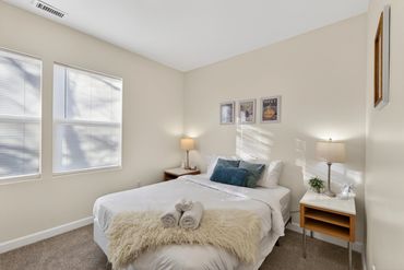 Interior picture taken by HP Media of the bedroom of an Air B&B rental property in Indianapolis.