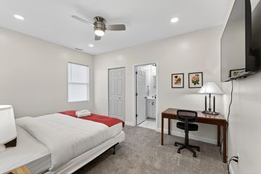 Interior picture taken by HP Media of the guest bedroom of an Air B&B rental property in Indianapoli