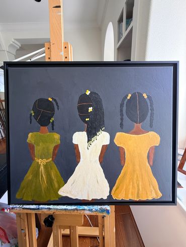 The young girls are intentionally faceless, inviting viewers to see themselves, their daughters, sis