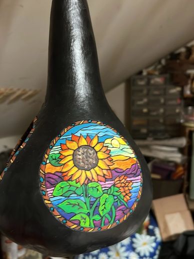 One of A Kind Sunflower Gourd Birdfeeder