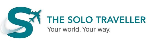 Logo for The Solo Traveller featuring an airplane and tagline.